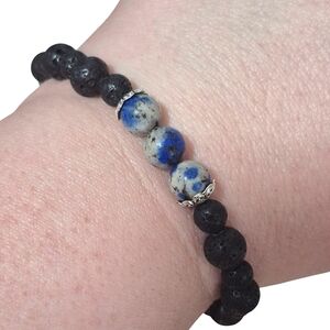 Handcrafted Unisex Lava and Himalayan K2 Granite Bead Bracelet